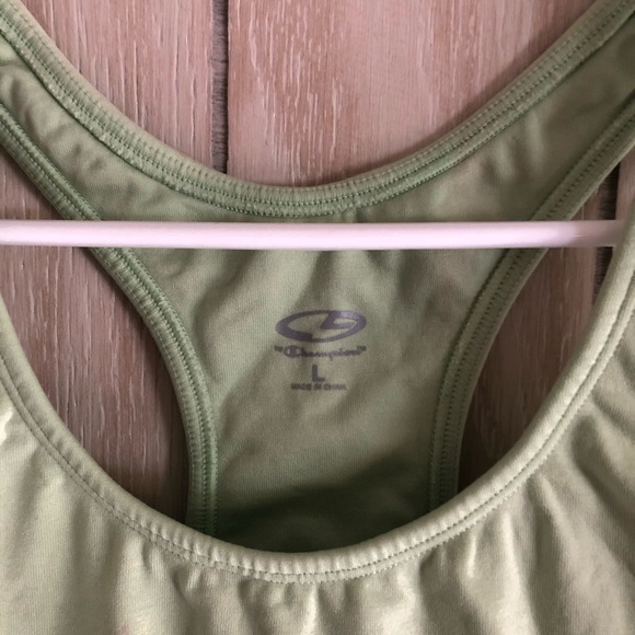 Champion Light Green Workout Tank w/ sports bra LG - Picture 2 of 3
